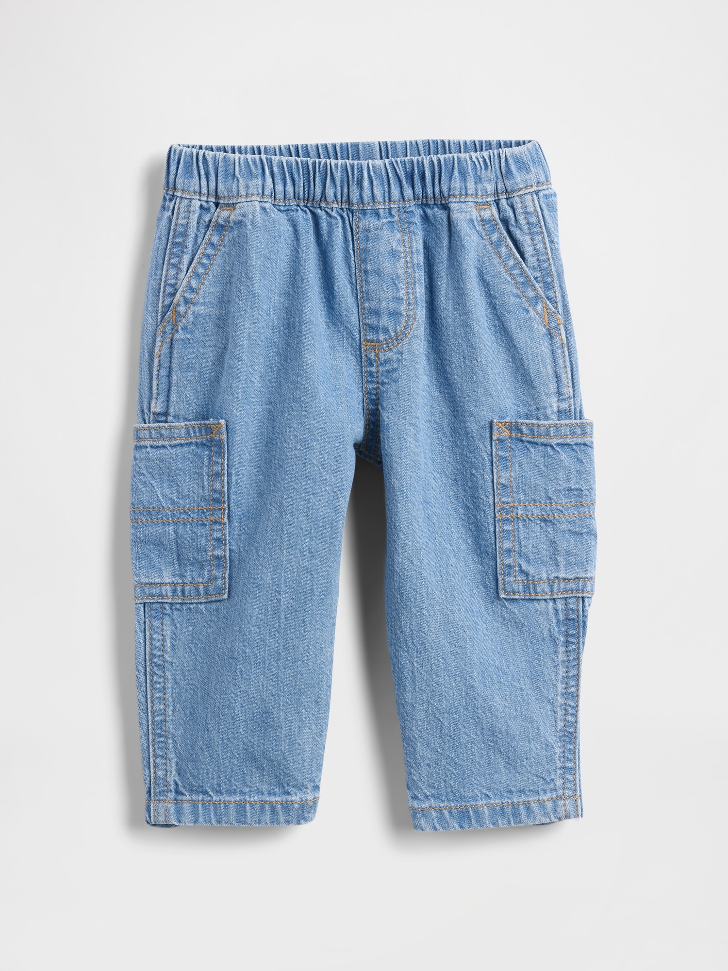 Baby Pull-On Barrel Cargo Jeans - Medium Wash