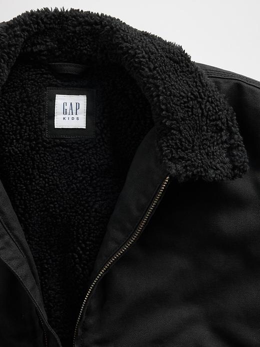 Image number 2 showing, Kids Sherpa-Lined Canvas Bomber Jacket