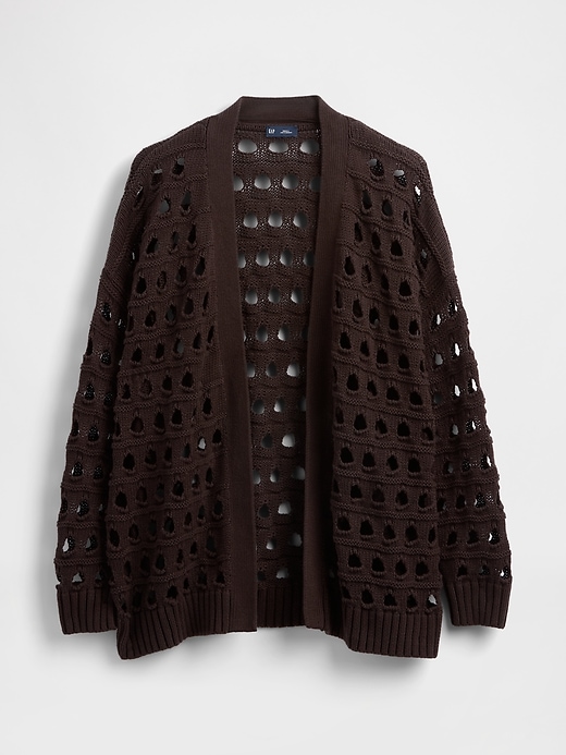 Image number 5 showing, 100% Cotton Oversized Pointelle Cardigan