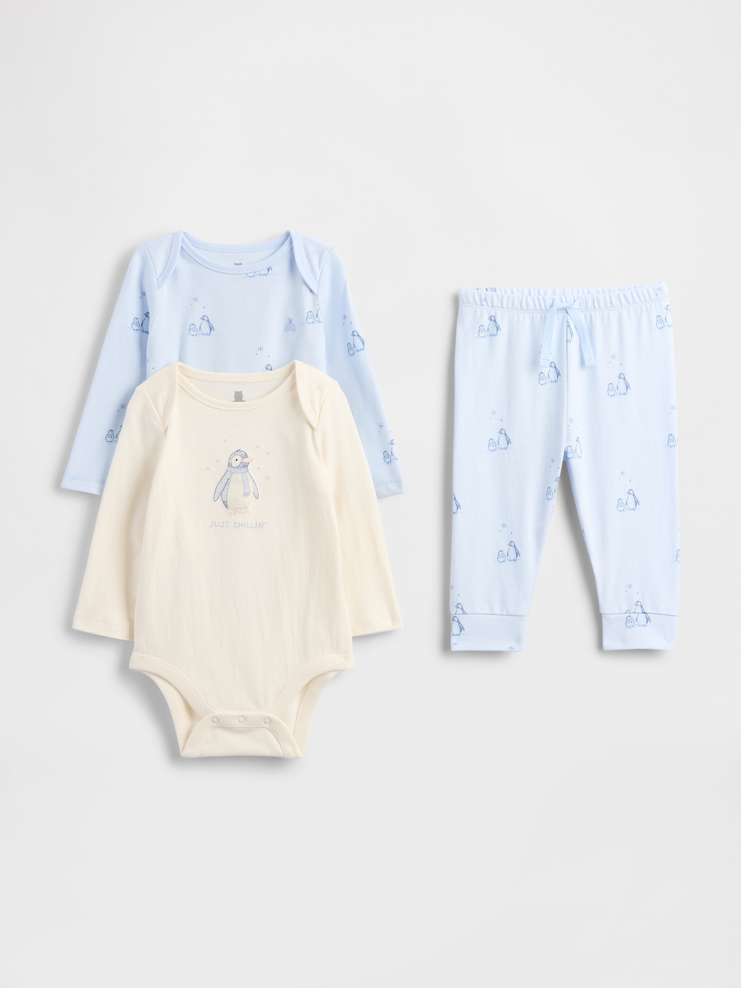 Baby Organic Cotton Bodysuit Outfit Set (3-Pack) - Penguin