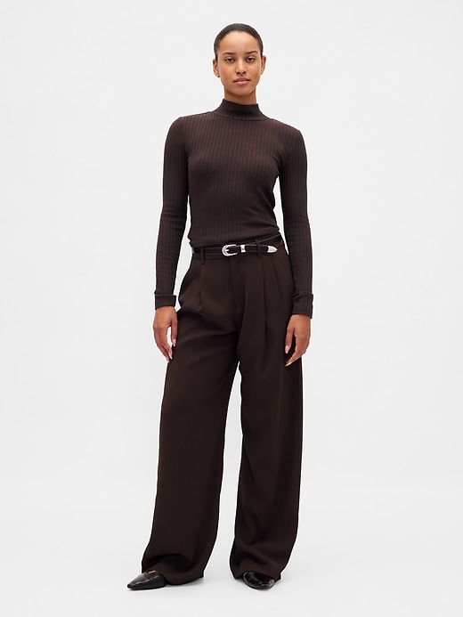 Image number 2 showing, Pointelle Rib Crop Turtleneck