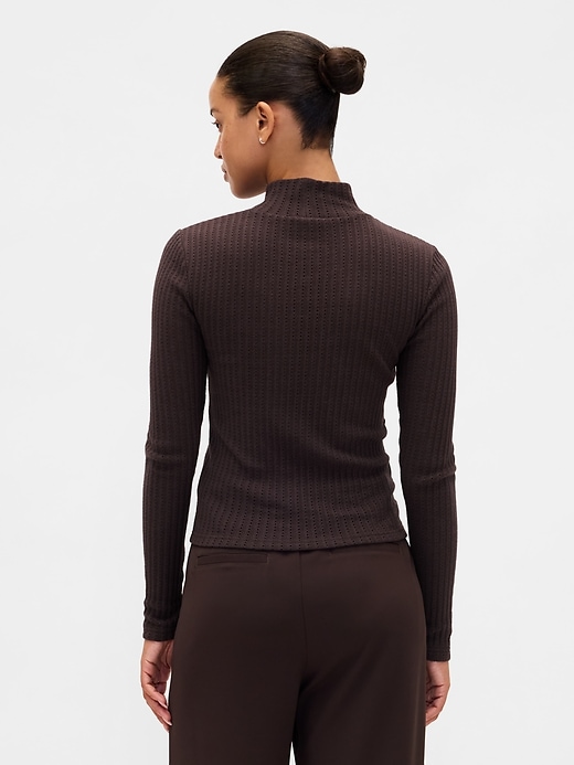 Image number 3 showing, Pointelle Rib Crop Turtleneck