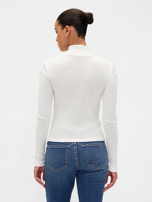 Image number 3 showing, Pointelle Rib Crop Turtleneck
