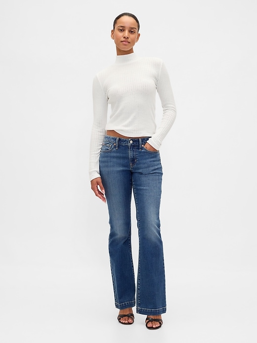 Image number 2 showing, Pointelle Rib Crop Turtleneck