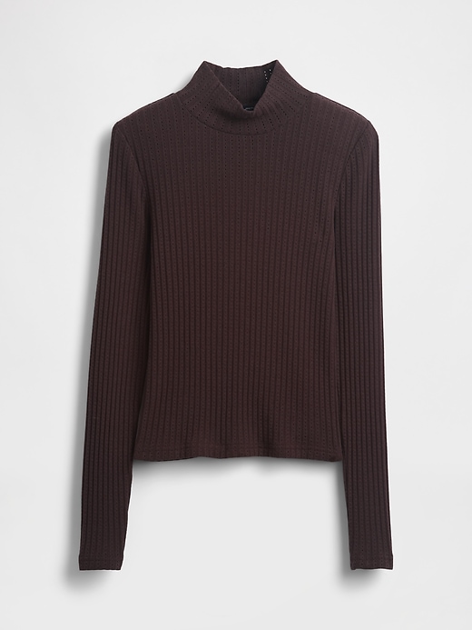 Image number 4 showing, Pointelle Rib Crop Turtleneck
