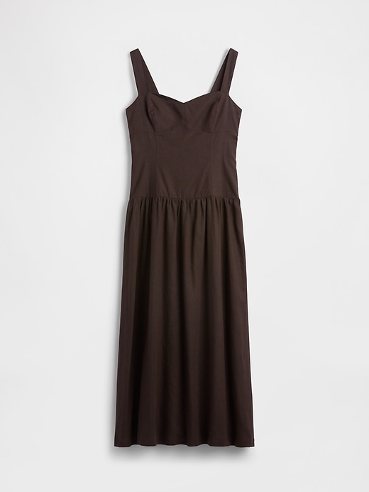 Image number 5 showing, Linen-Blend Drop-Waist Corset Maxi Dress