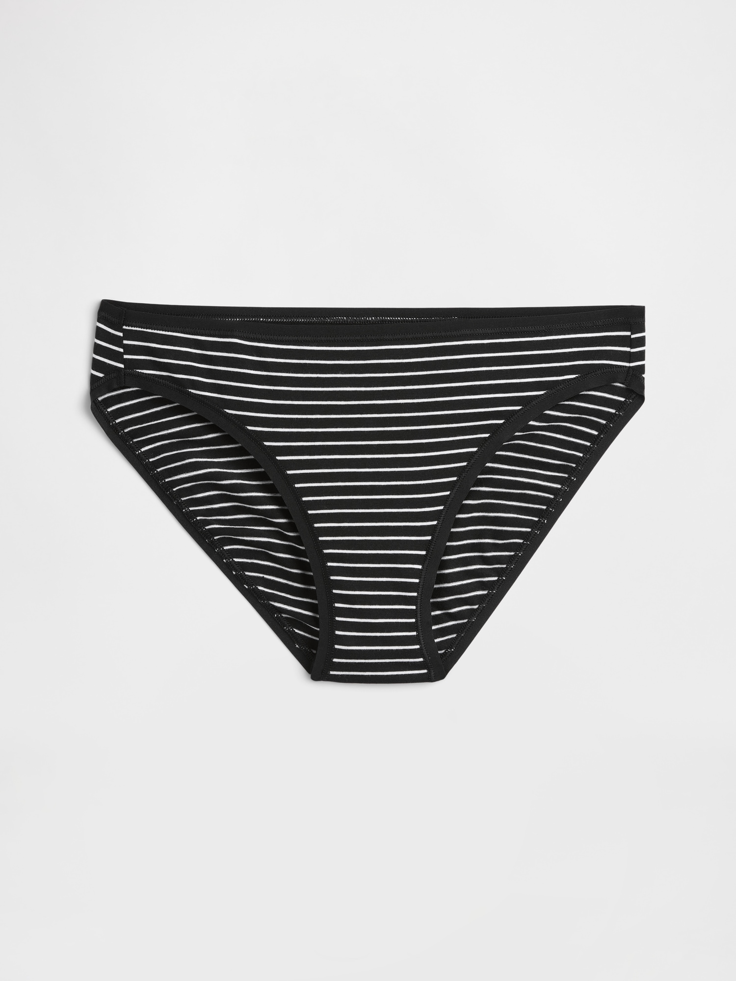 Organic Stretch Cotton Bikini - White & Black Stripe