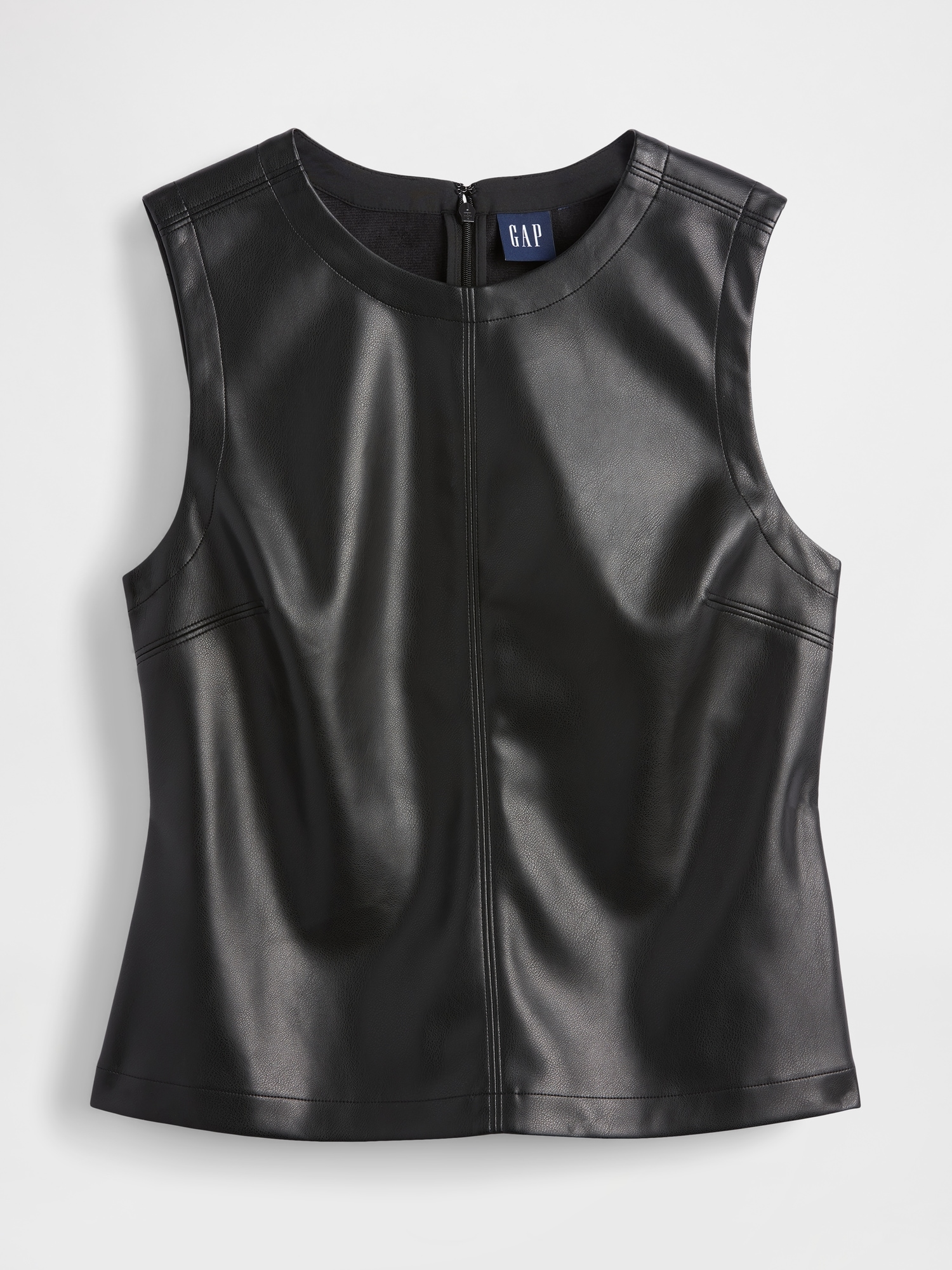 Gap Vegan Leather Shell Tank Top In Black