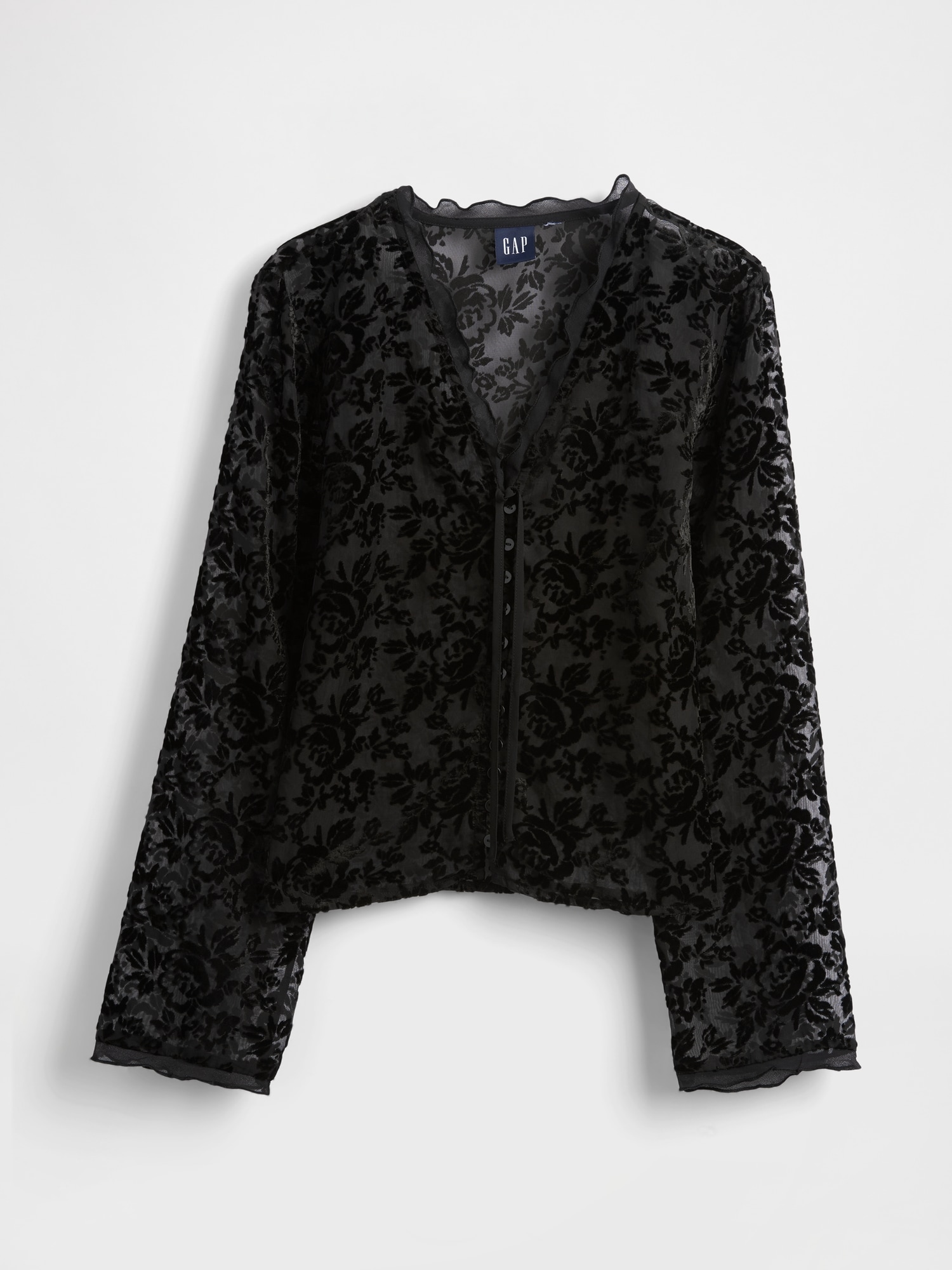 Gap Burnout Velvet Shirt In Black