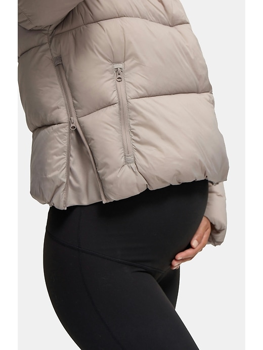 Image number 6 showing, Ingrid and Isabel Cloud Crop Side Zip Maternity Puffer Jacket