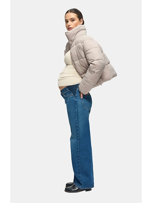 Image number 5 showing, Ingrid and Isabel Cloud Crop Side Zip Maternity Puffer Jacket