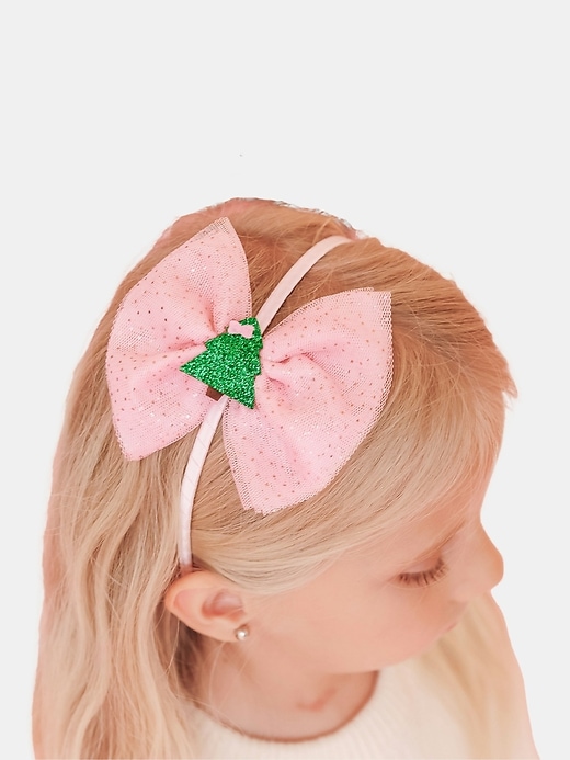 Image number 2 showing, Sweet Wink Christmas Tree Tulle Bow Headband