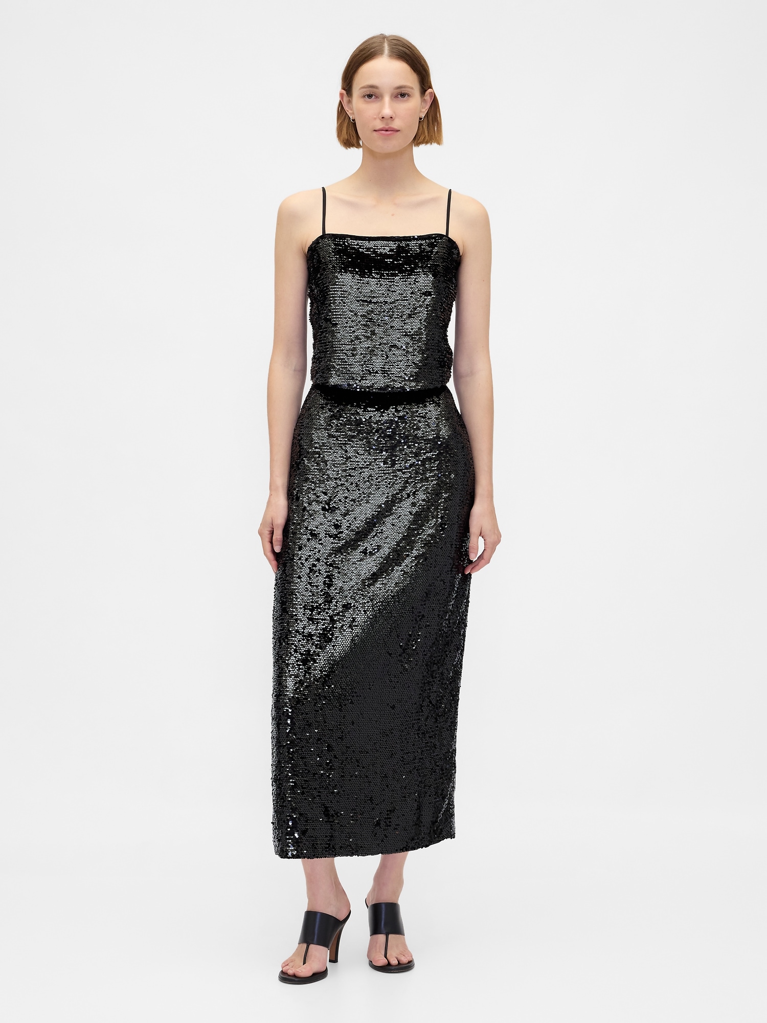 Gap Sequin Maxi Skirt In Black