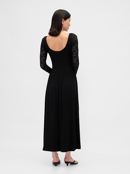 Image number 2 showing, Drop-Waist Mixed Media Maxi Dress