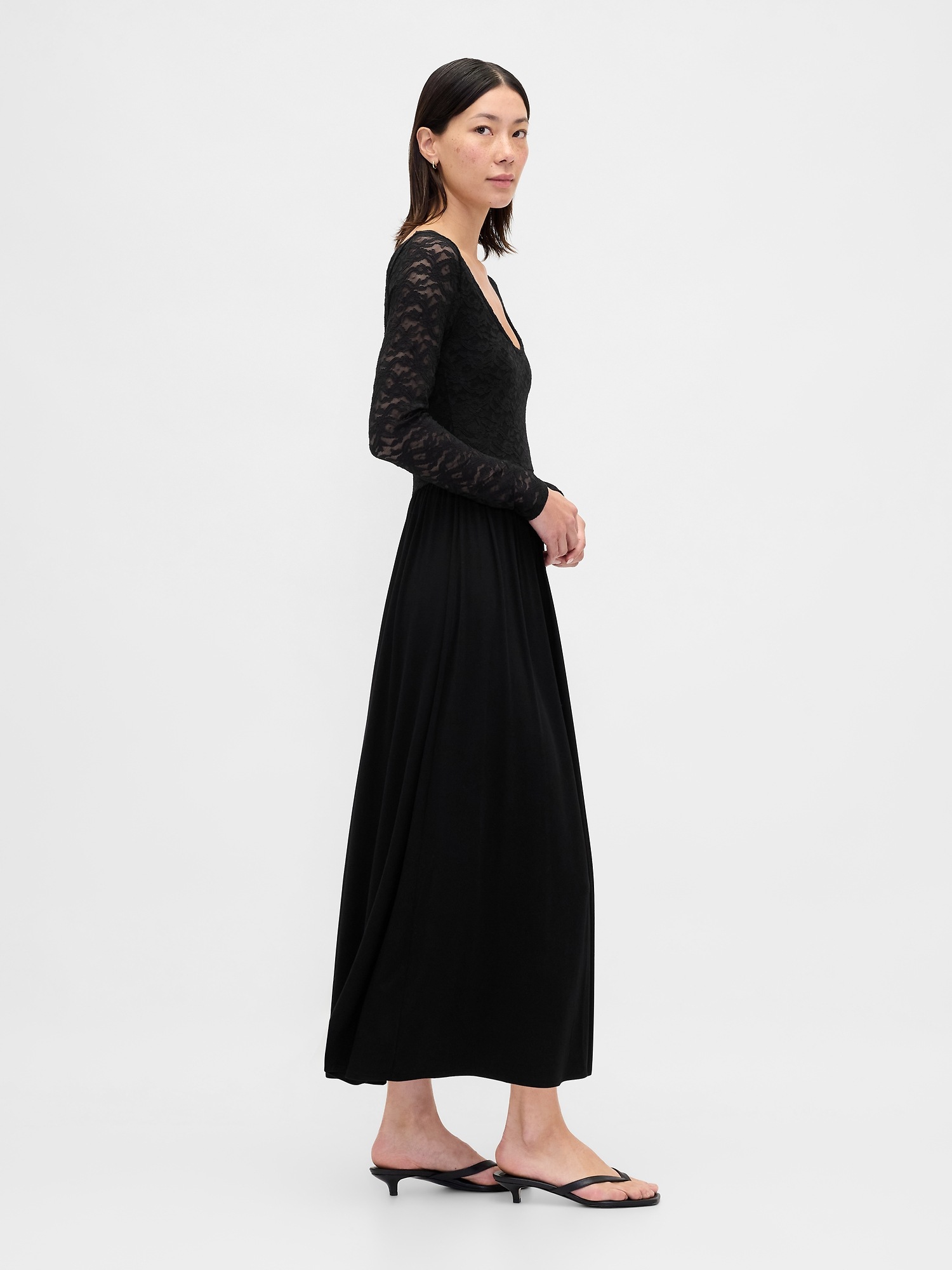 Женское платье Gap Mixed Media Maxi, цвет: Чёрный — фото 3