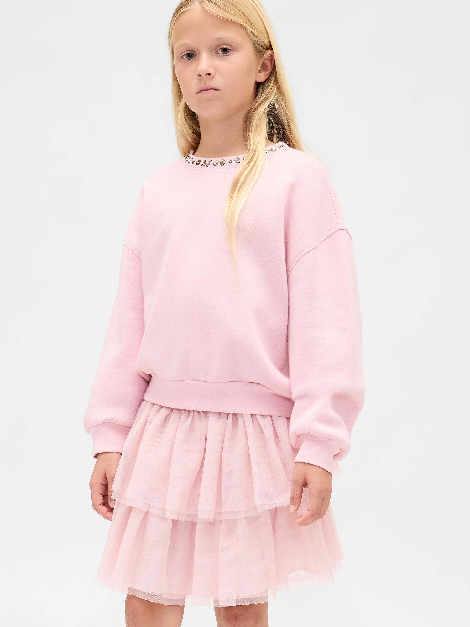 Kids Tiered Tulle Skirt - Pure Pink