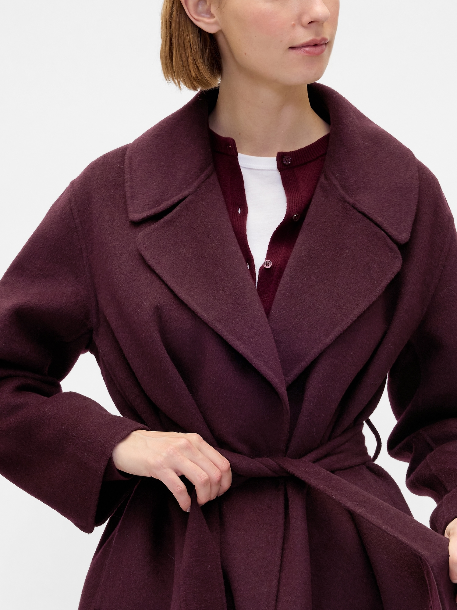 Wool-Blend Wrap Coat