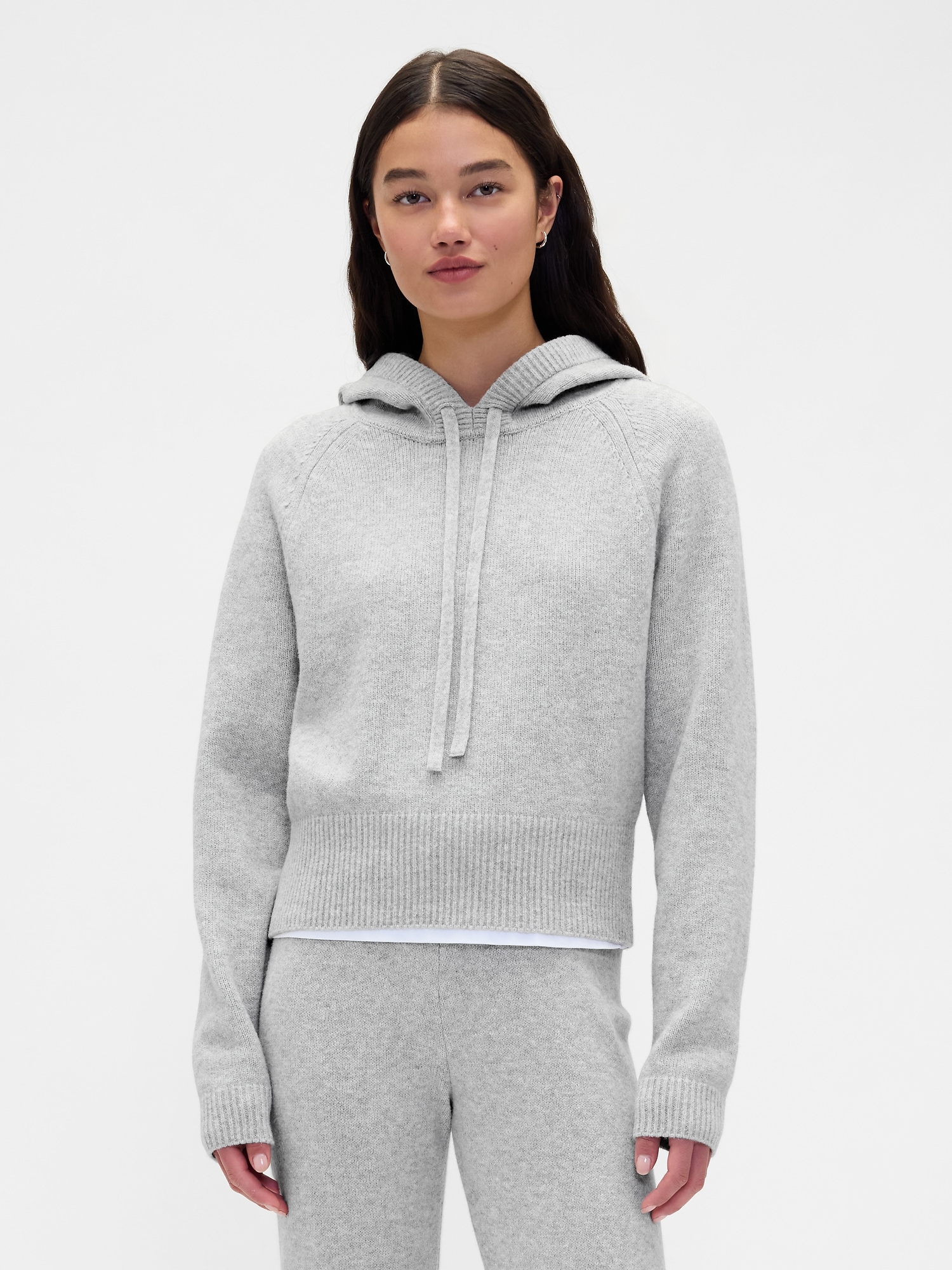 CashSoft Sweater Hoodie - Light Heather Grey