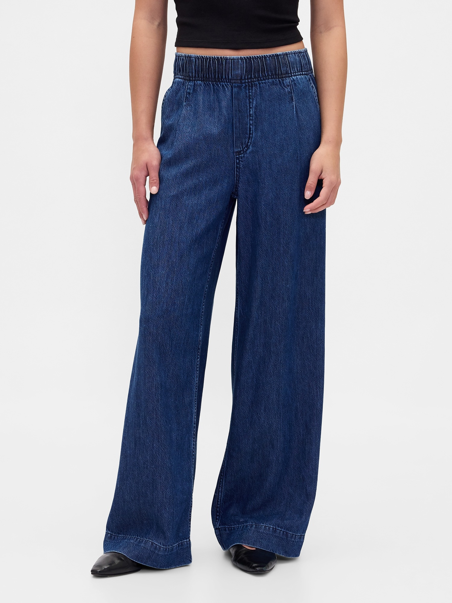 Женские джинсы Gap Mid Rise UltraSoft Pleated Baggy Jeans — фото 2