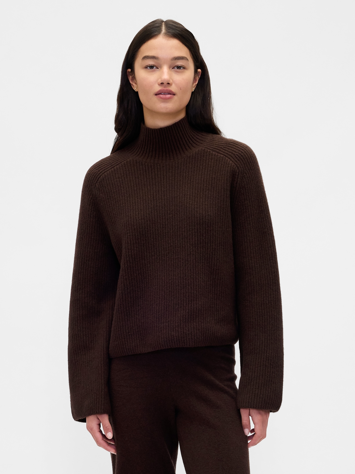 Gap Cashsoft Shaker-stitch Turtleneck Sweater In Brown