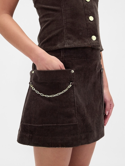 Image number 4 showing, Corduroy Chain Pocket Mini Skort