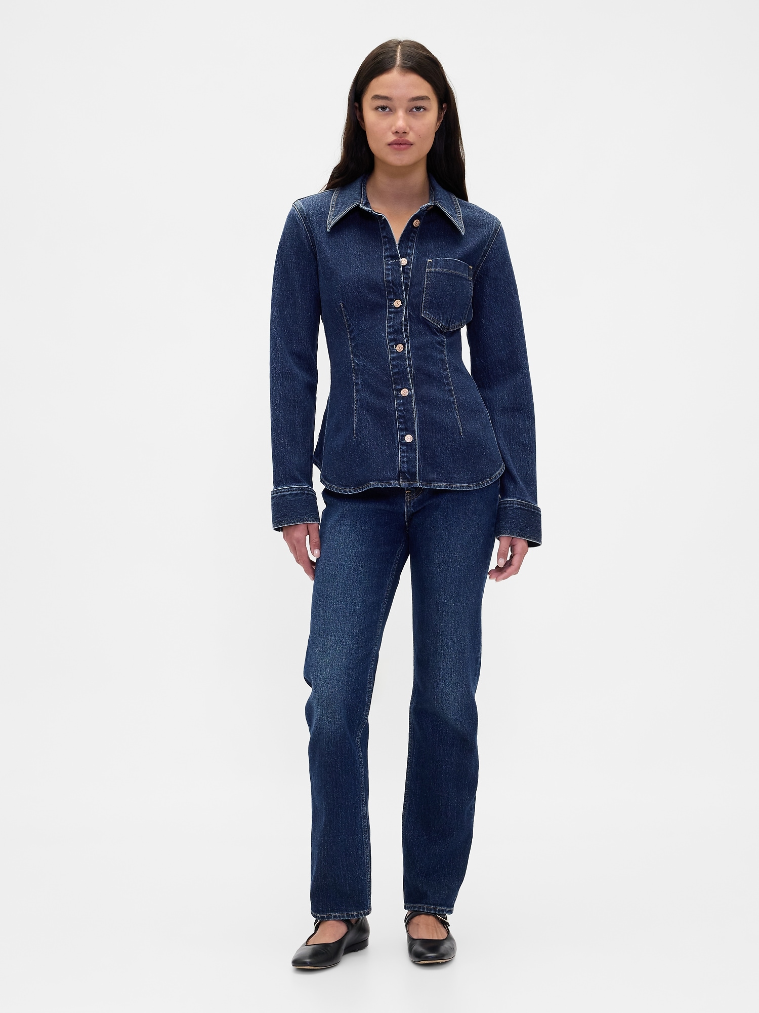 Denim Cinch-Seam Shirt