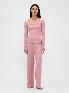 Mini Rib Wide-Leg PJ Pants