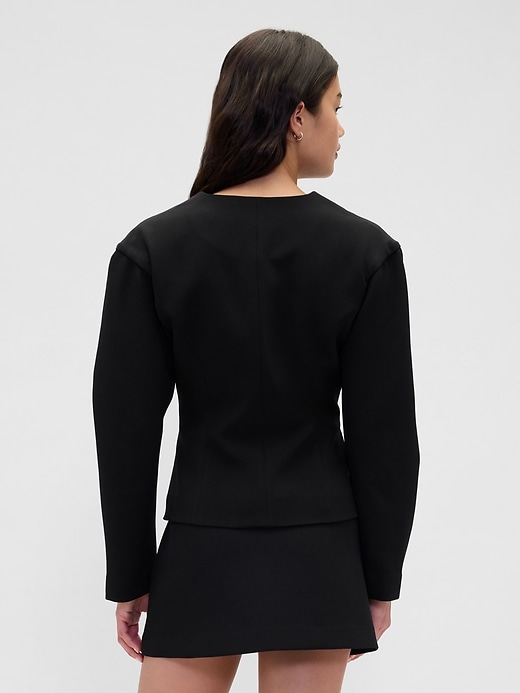 Image number 3 showing, BiStretch Structured Button-Front Top
