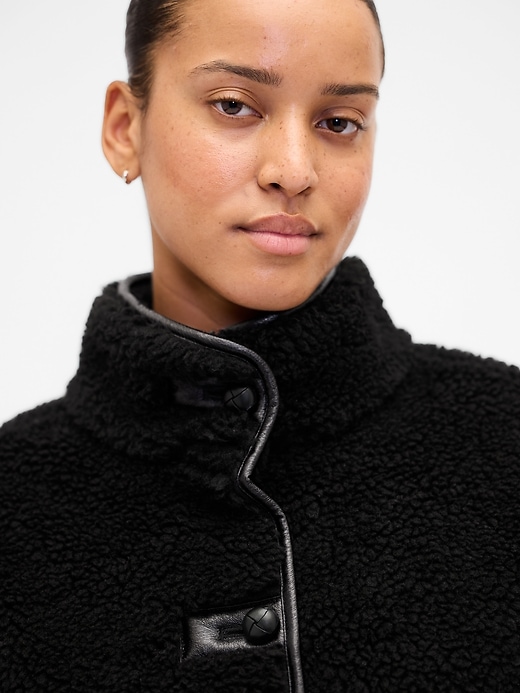 Image number 4 showing, Recycled Sherpa & Vegan Leather-Trim Jacket
