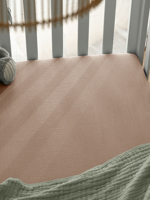 Image number 4 showing, Comfy Cubs Muslin Fitted Crib Sheet
