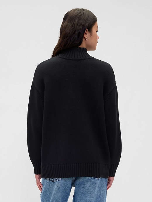 Image number 3 showing, 100% Cotton Oversized Mockneck Sweater