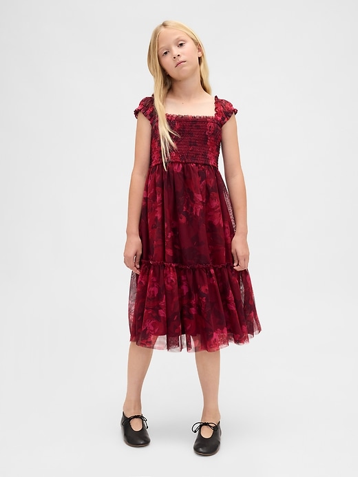 Image number 1 showing, Kids Tulle Cap-Sleeve Midi Dress