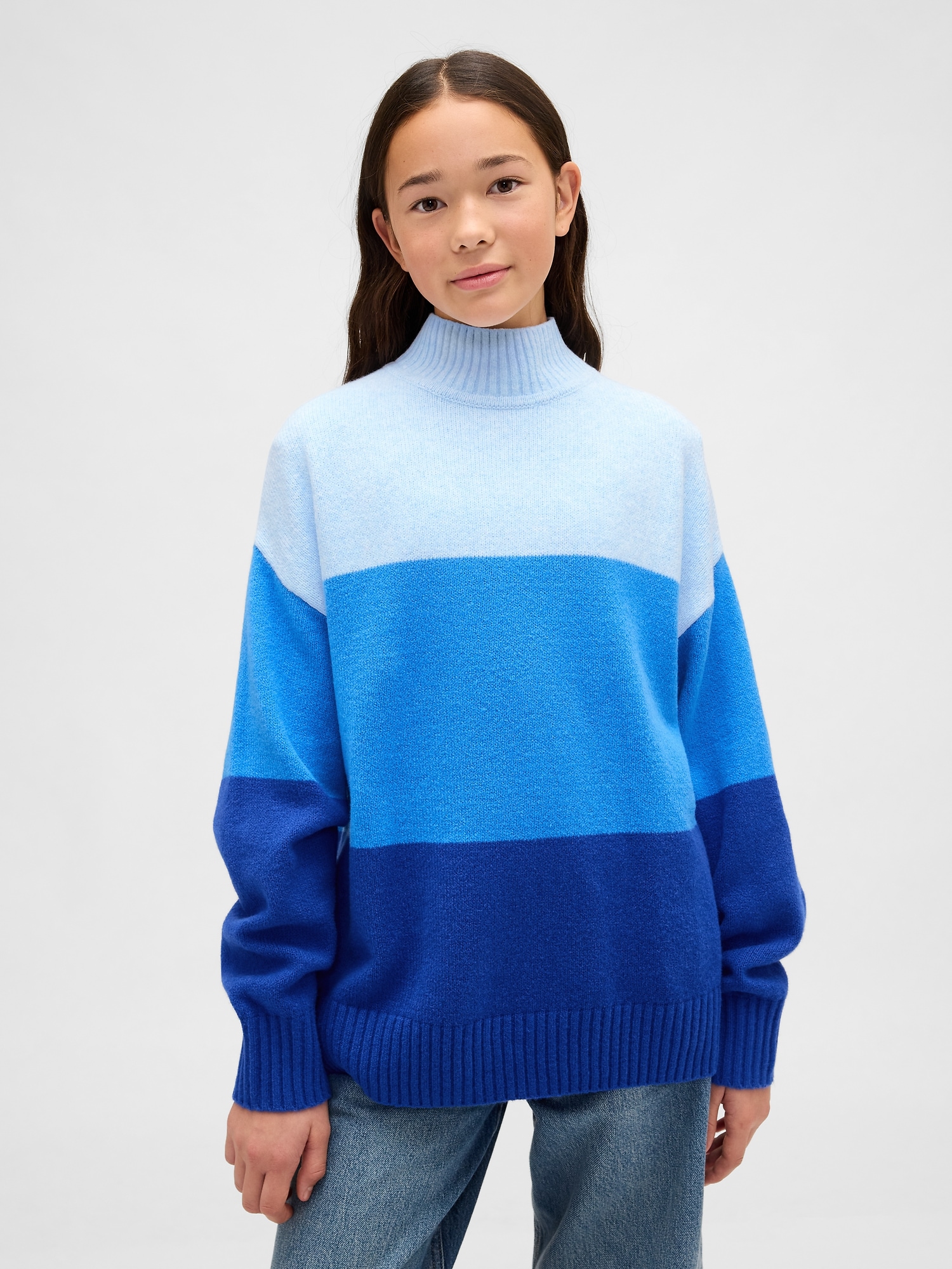Kids CashSoft Stripe Tunic Sweater - Blue Stripe