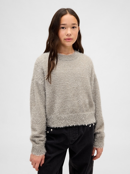 Image number 1 showing, Kids Eyelash Crewneck Sweater