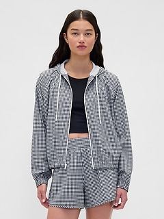 GapFit Tech Gingham Zip Hoodie