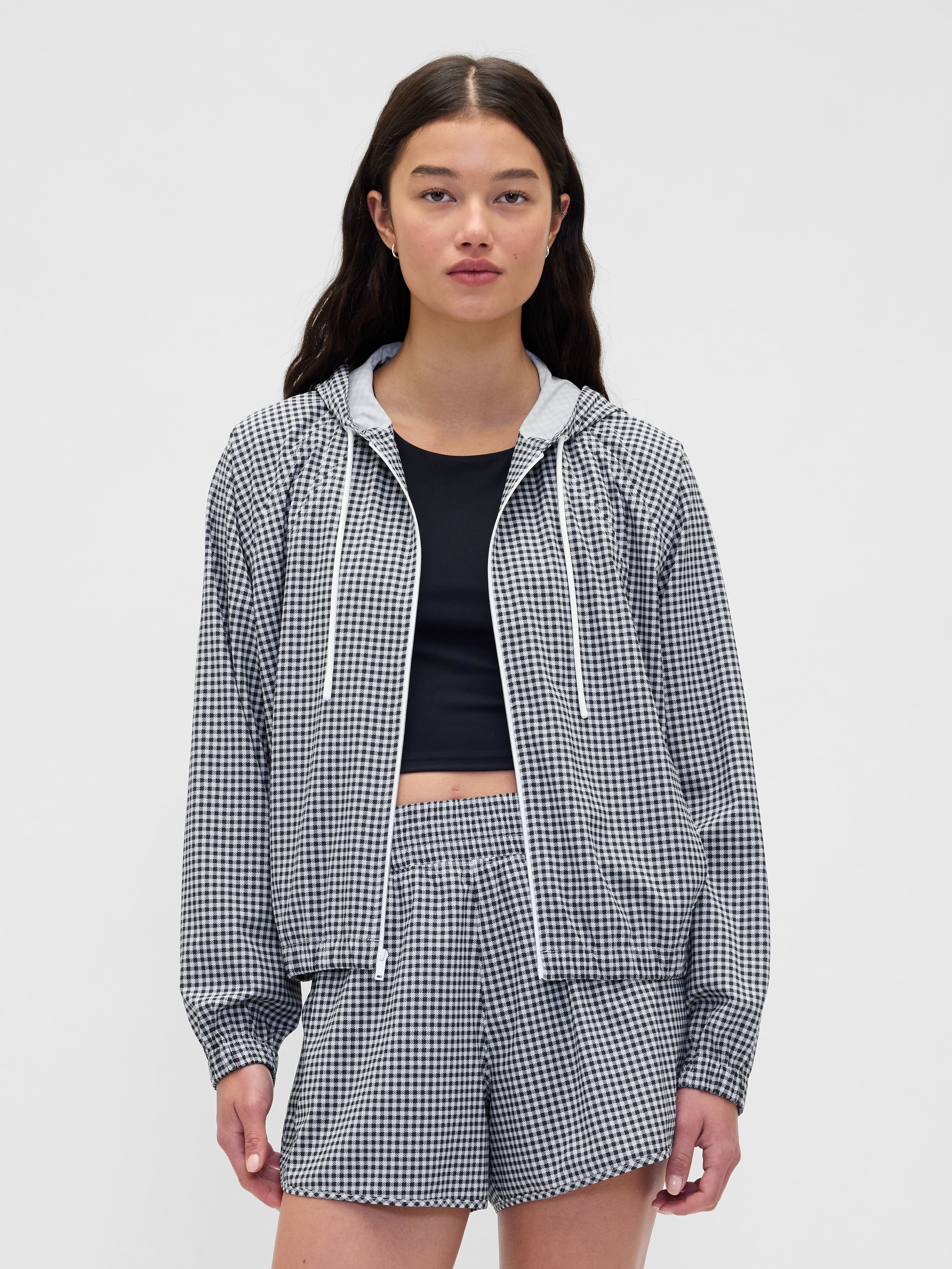 GapFit Tech Gingham Zip Hoodie | Gap
