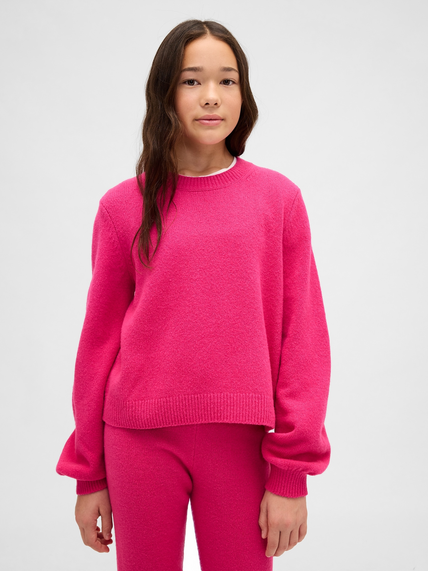 Kids CashSoft Crewneck Sweater - Standout Pink
