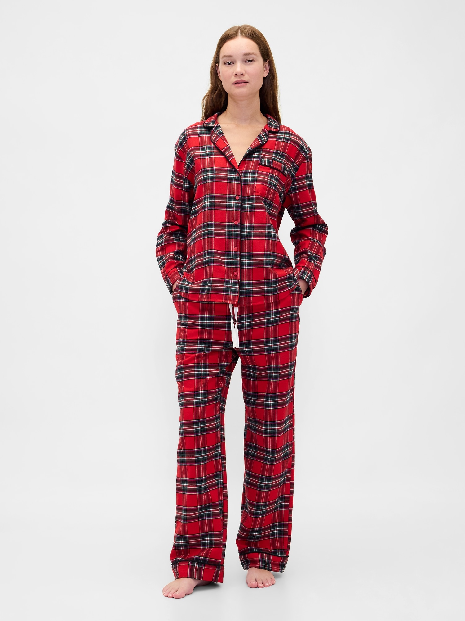 Adult Softest Flannel PJ Set - Red Tartan Plaid
