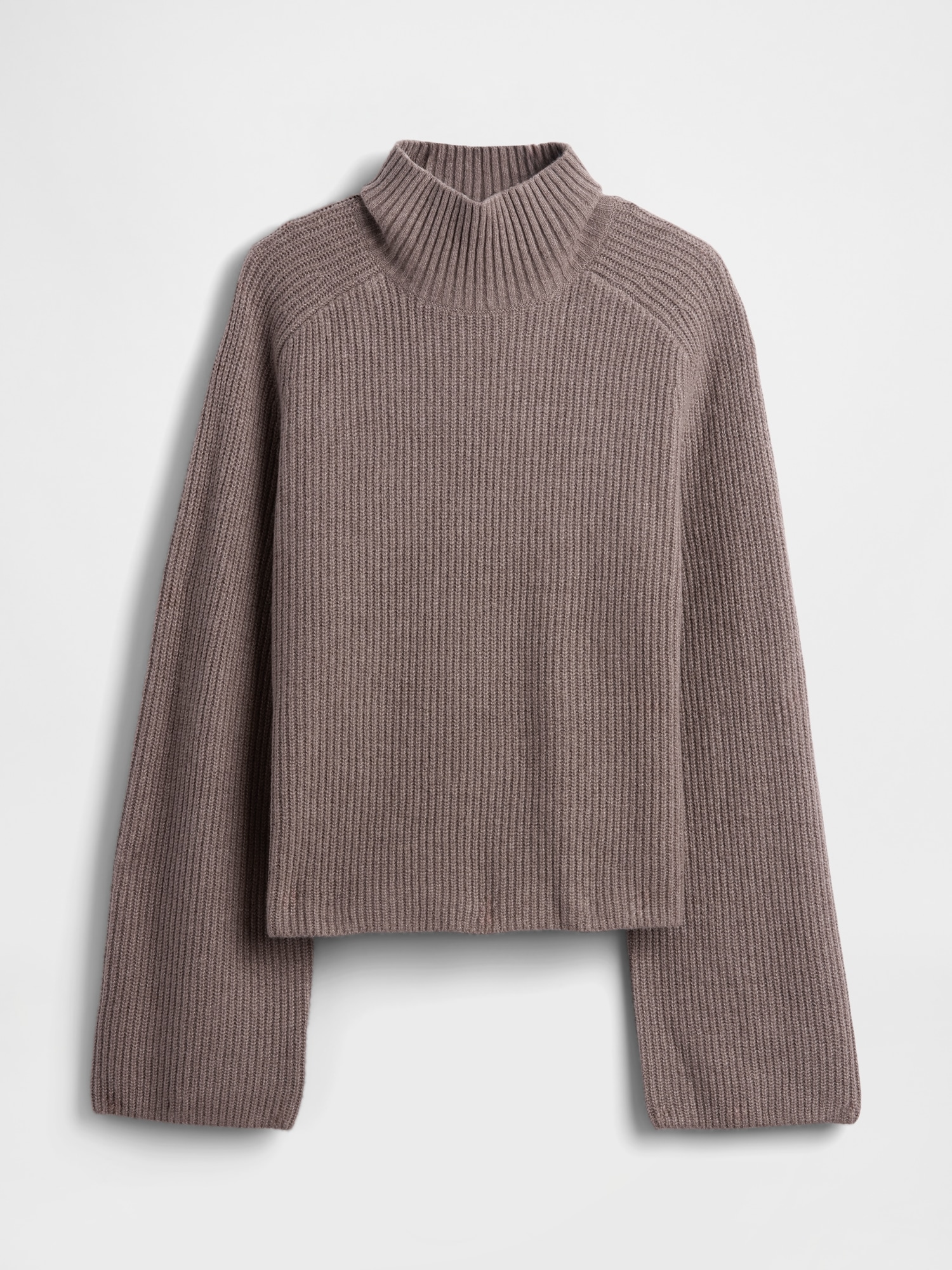 CashSoft Shaker-Stitch Turtleneck Sweater