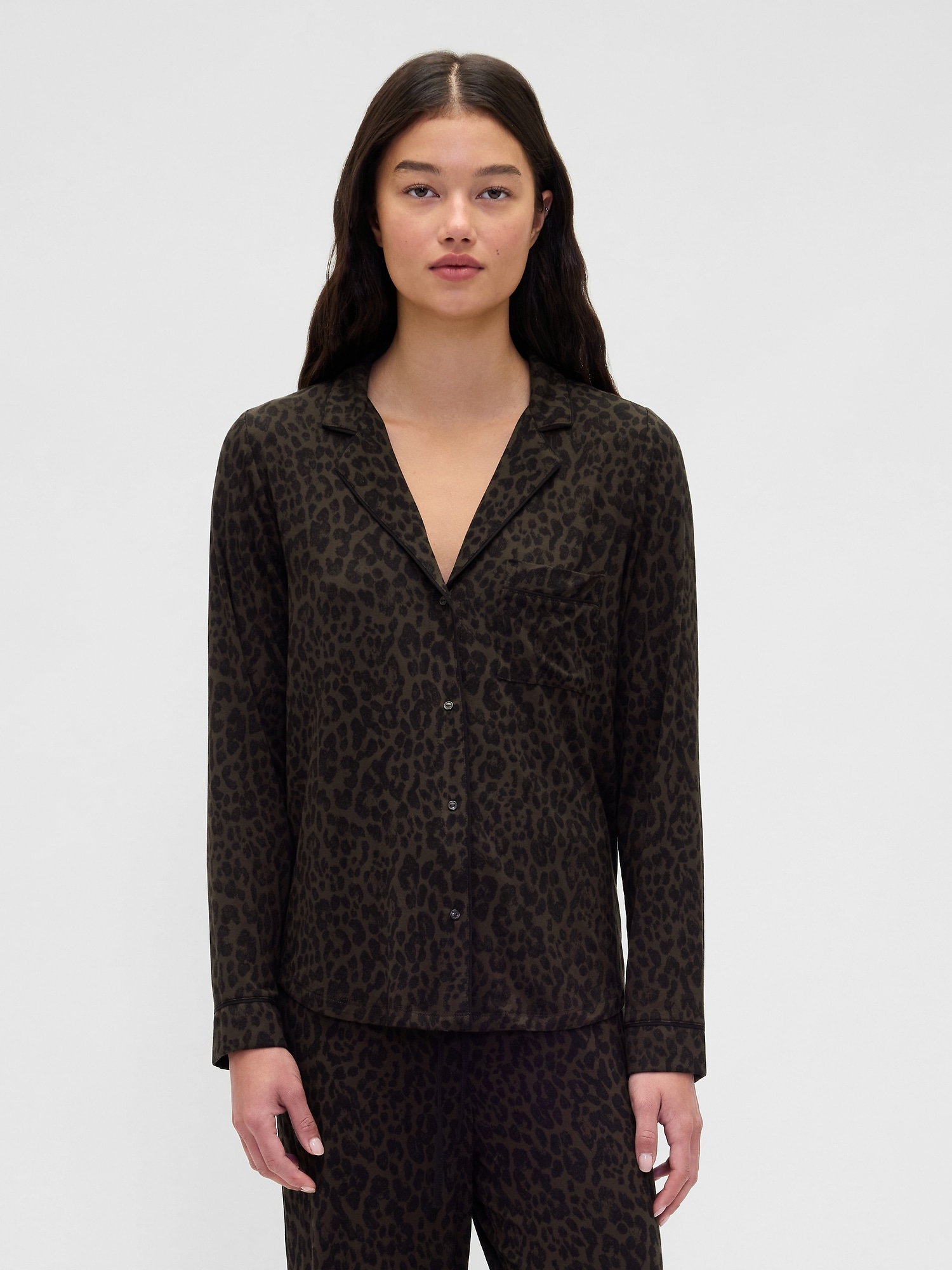 Softest Modal PJ Shirt - Leopard Brown Print