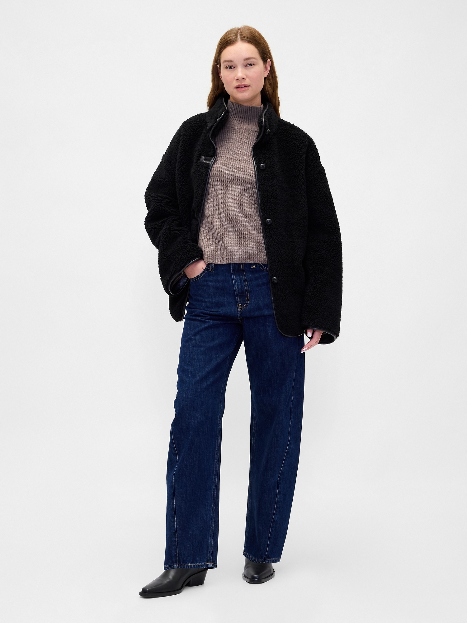 CashSoft Shaker-Stitch Turtleneck Sweater