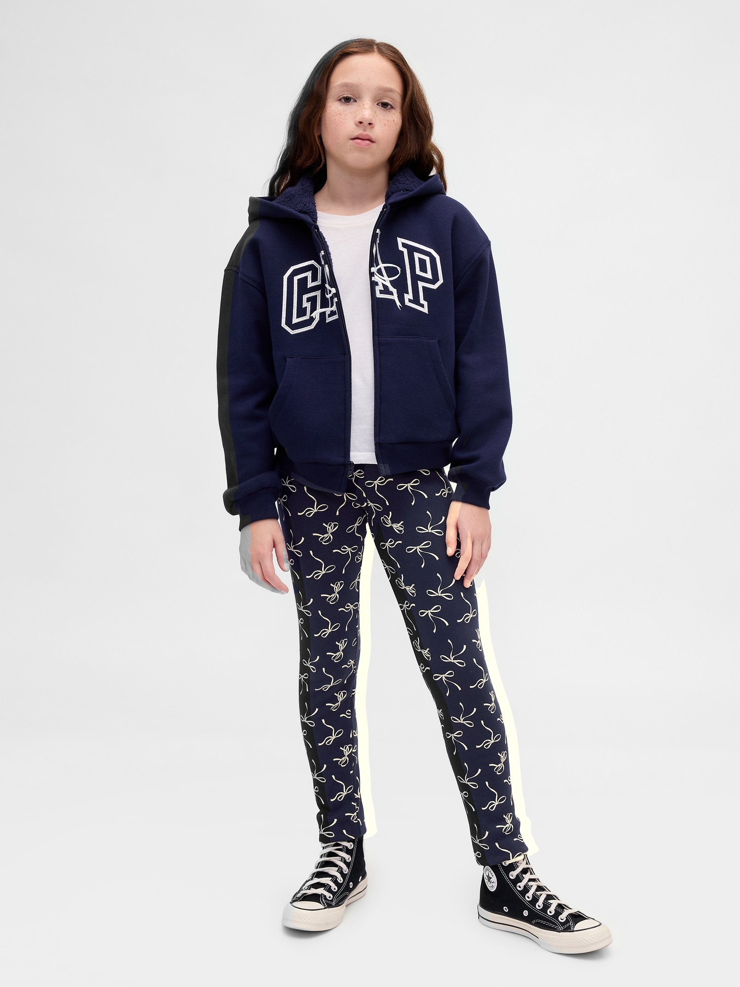 Kids Cozy Leggings - Navy Bows