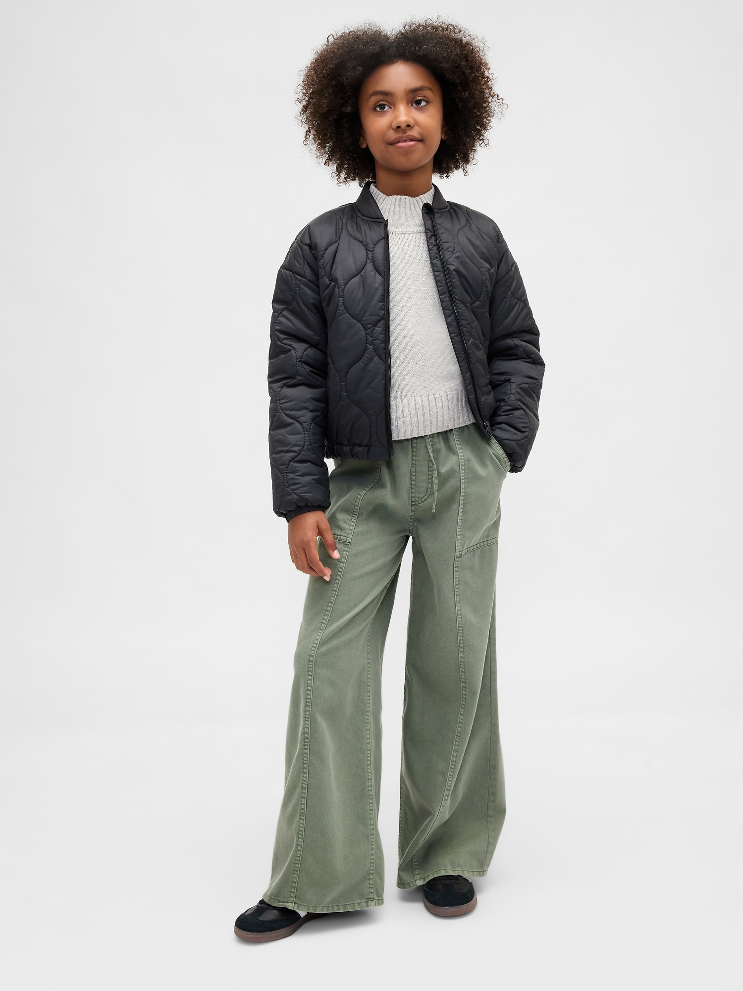 Kids Twill Baggy Pants - Gasoline Green