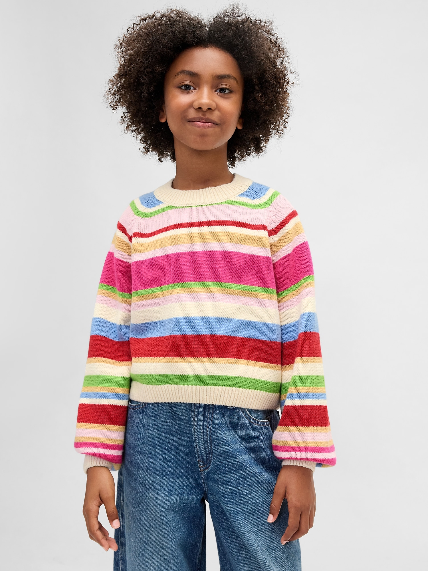 Kids Relaxed Crewneck Sweater - Multi Stripe