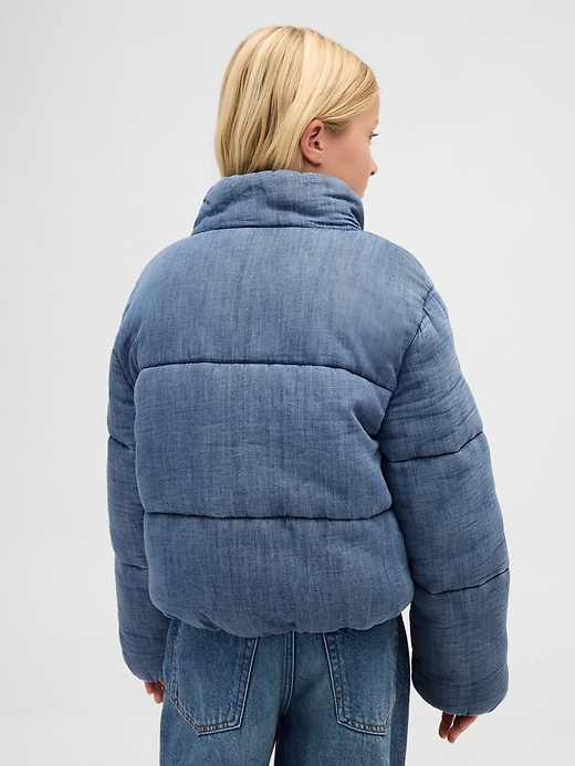 Kids Cozy-Lined Denim Puffer Jacket