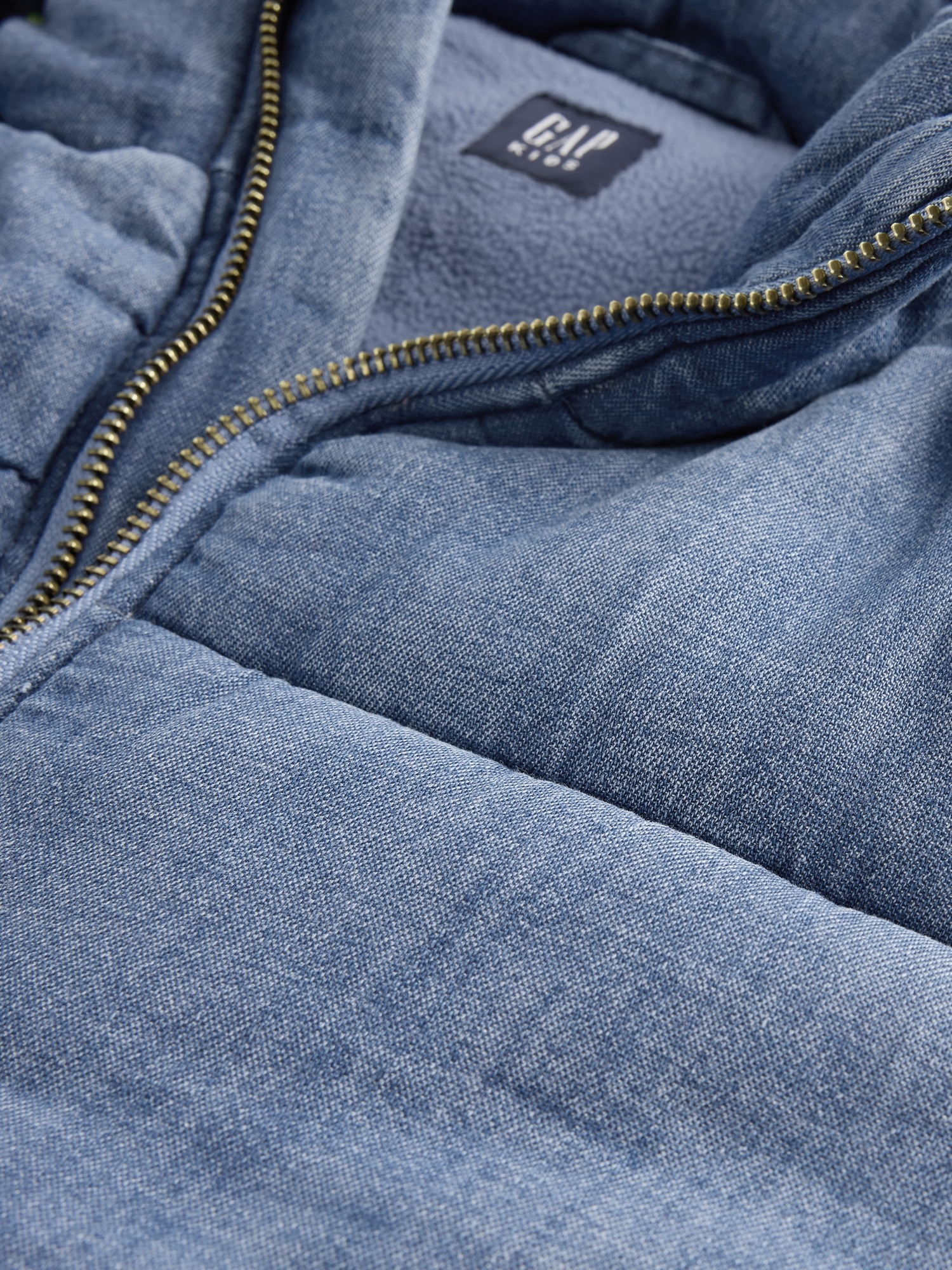 Kids Cozy-Lined Denim Puffer Jacket