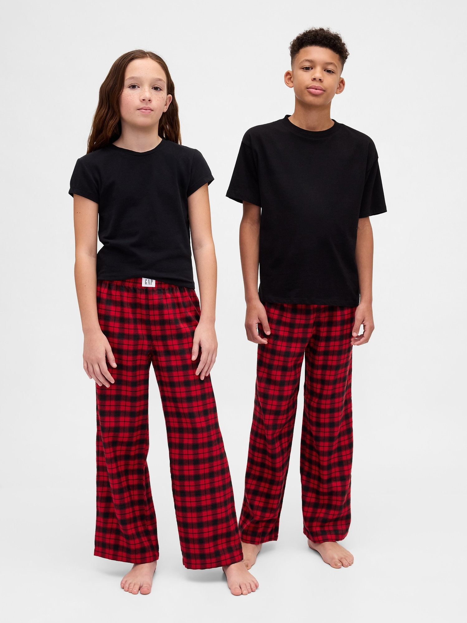 Kids Recycled Flannel PJ Pants - Red Plaid