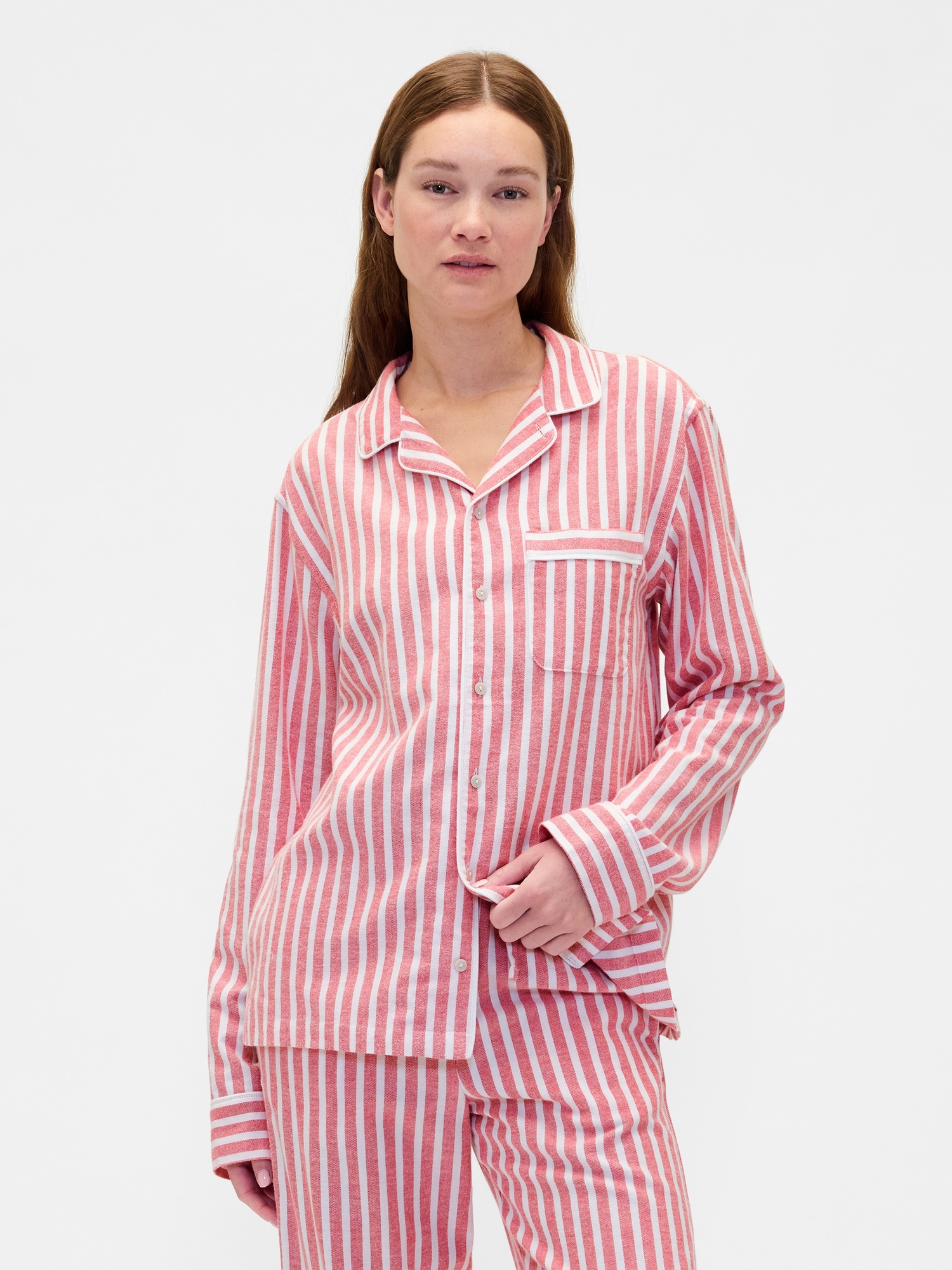 Adult Softest Flannel PJ Shirt - Red Stripe