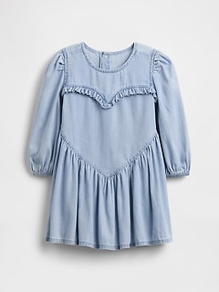 Baby & Toddler Denim Ruffle Heart Dress