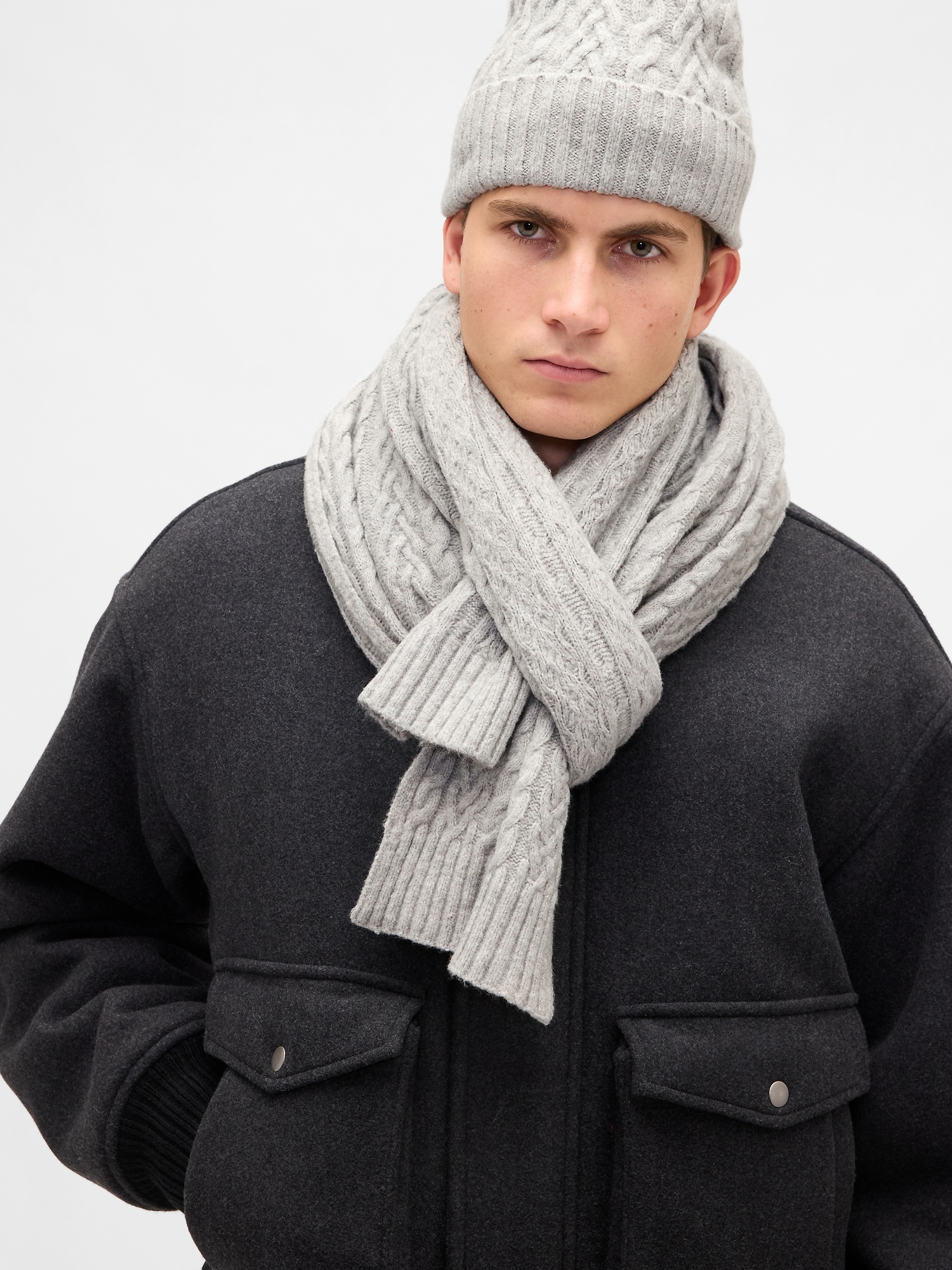 CashSoft Cable-Knit Scarf
